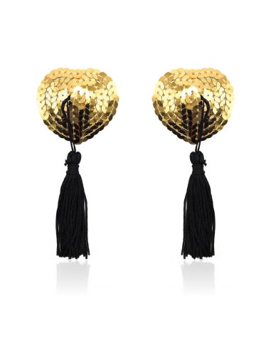 Pezonera de Corazon con Lentejuelas Doradas