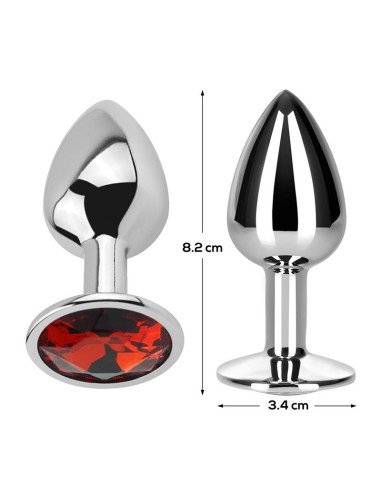 Plug Anal con Joya Rojo Rubi Talla M Aluminio