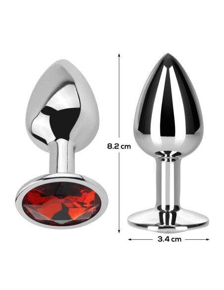 Plug Anal con Joya Rojo Rubi Talla M Aluminio