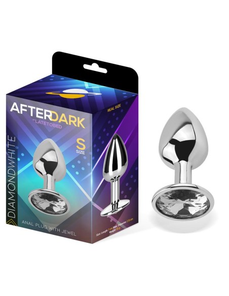 Plug Anal con Joya Color Blanco Diamante Talla S Aluminio Plug Anal con Joya Color Blanco Diamante Talla S Aluminio