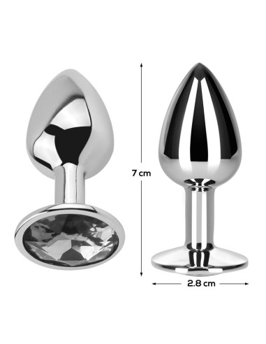 Plug Anal con Joya Color Blanco Diamante Talla S Aluminio