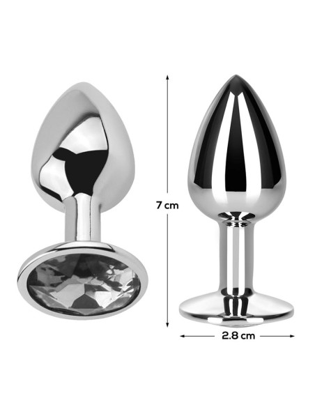 Plug Anal con Joya Color Blanco Diamante Talla S Aluminio Plug Anal con Joya Color Blanco Diamante Talla S Aluminio
