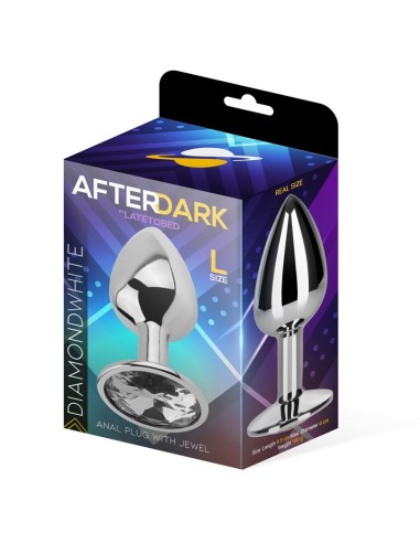 Plug Anal con Joya Color Blanco Diamante Talla L Aluminio
