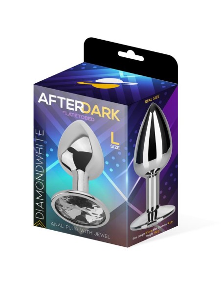 Plug Anal con Joya Color Blanco Diamante Talla L Aluminio