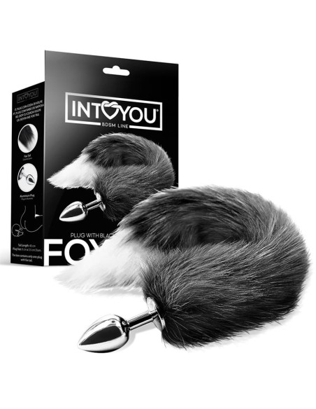 Plug Anal con Cola de Zorro Negro y Blanco Plug Anal con Cola de Zorro Negro y Blanco