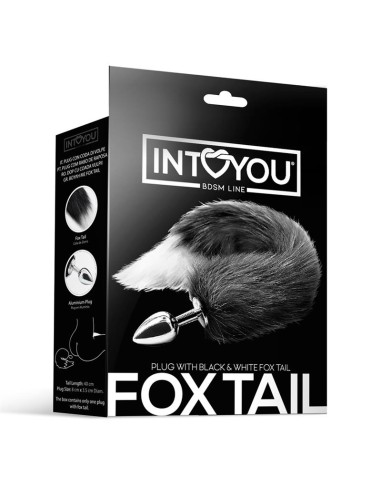 Plug Anal con Cola de Zorro Negro y Blanco