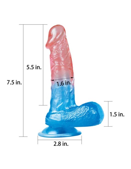Dildo Dazzle Studs 75 Rosa y Azul Dildo Dazzle Studs 75 Rosa y Azul