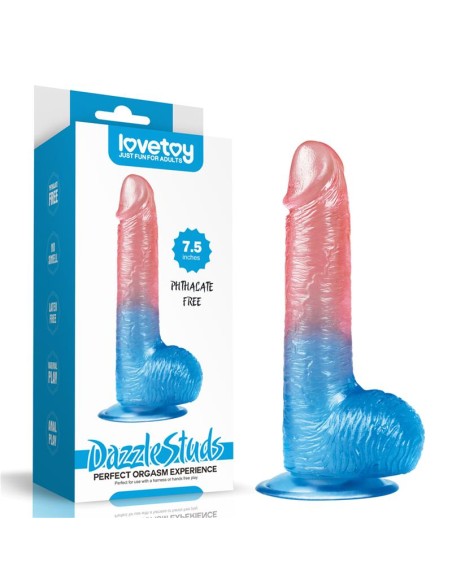 Dildo Dazzle Studs 75 Rosa y Azul Dildo Dazzle Studs 75 Rosa y Azul