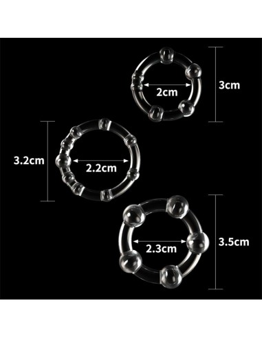 Pack de 3 Anillos para el Pene Power Plus Triple Transparentes