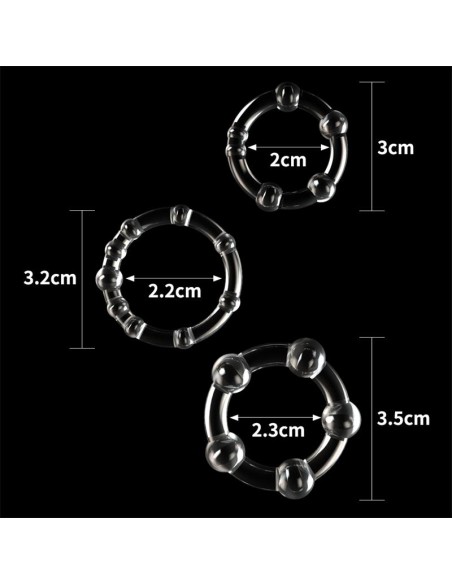 Pack de 3 Anillos para el Pene Power Plus Triple Transparentes