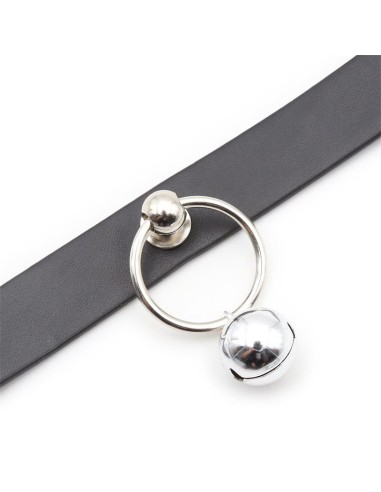 Collar con Aro y Cascabel Negro