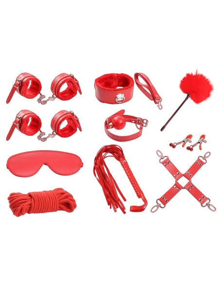 Set de Bondage 10 Piezas Rojo Set de Bondage 10 Piezas Rojo