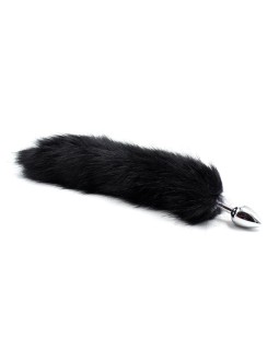 Plug Anal de Metal con Cola de Zorro Sedoso 40 cm Negro 2