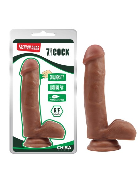 Dildo Dual Density Fashion Dude 178 x 4 cm Bronceado