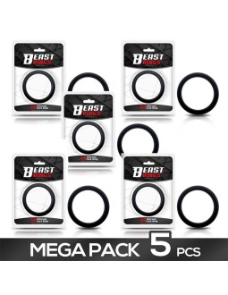 Pack de 5 Anillo para el Pene Silicona Solida 5 cm Negro