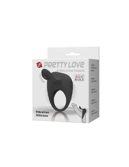 Pretty Love Anillo Vibrador Tonguo Negro Pretty Love Anillo Vibrador Tonguo Negro