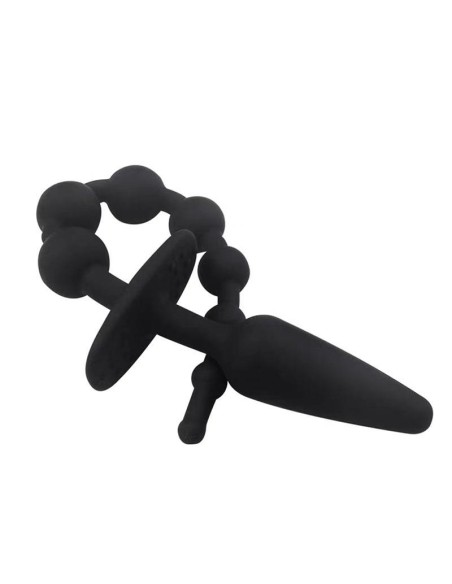 Plug Anal con Cadena Anal Silicona Negro