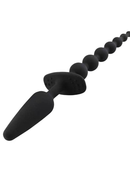 Plug Anal con Cadena Anal Silicona Negro