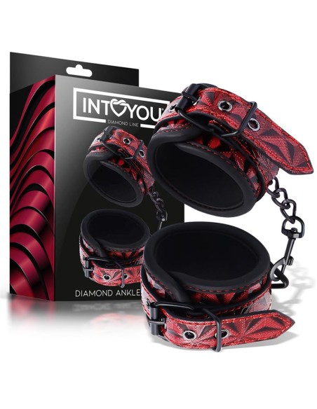 Esposas para Tobillos Acolchadas Ajustable Diamond Cuero Vegano Esposas para Tobillos Acolchadas Ajustable Diamond Cuero Vegano
