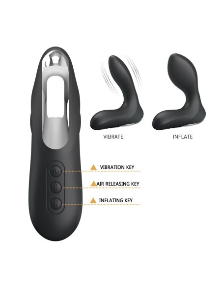 Estimlador Anal Inflable Leonard Silicona USB Negro