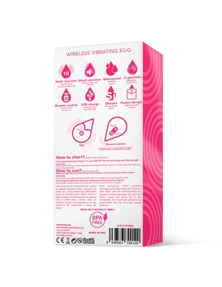 Huevo Vibrador Control Remoto USB Silicona Rosa