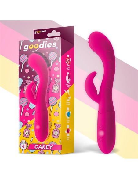 Cakey Vibrador Punto G y Conejito USB Silicona Fuchsia Cakey Vibrador Punto G y Conejito USB Silicona Fuchsia