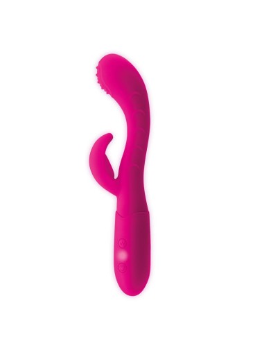 Cakey Vibrador Punto G y Conejito USB Silicona Fuchsia