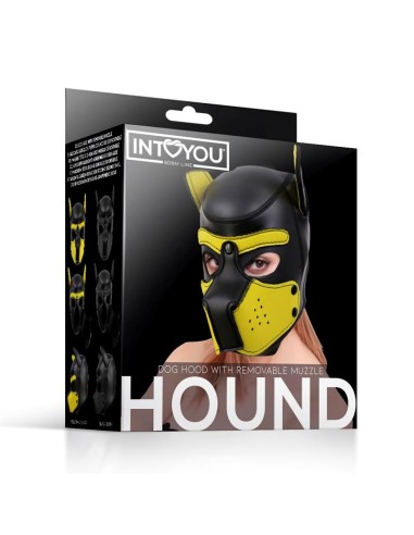 Hound Mascara de Perro Neopreno Hocico Extraible Negro Amarillo Talla unica