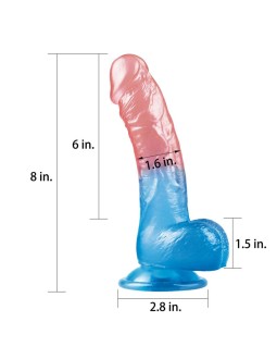 Dildo Dazzle Studs 8 Rosa y Azul 2