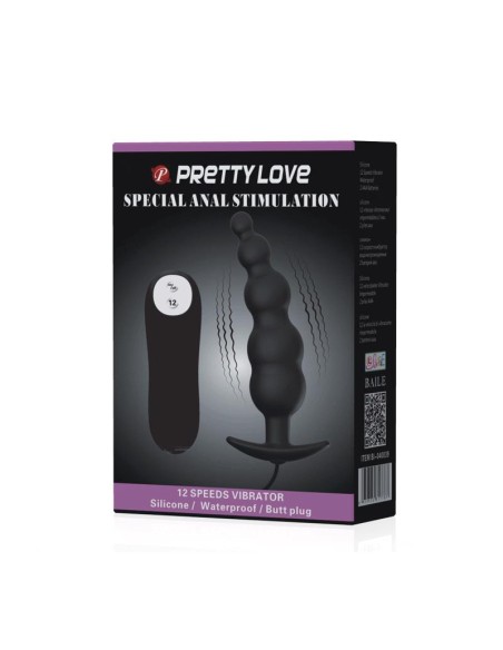 Vibrador Anal Burbujas Negro con Control Remo cl70