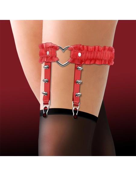 Liga con Aro en Forma de Corazon y Volantes Cuero Vegano Talla unica Liga con Aro en Forma de Corazon y Volantes Cuero Vegano Talla unica