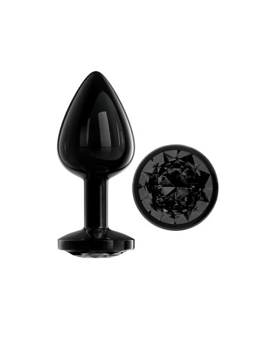Blackgem Plug Anal Metalico con Joya Color Negro Talla M