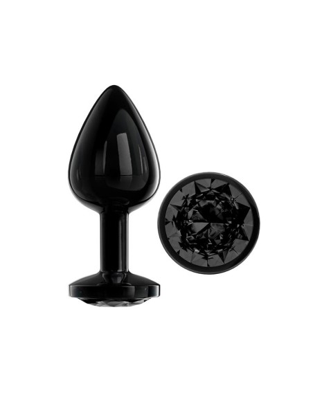 Blackgem Plug Anal Metalico con Joya Color Negro Talla M
