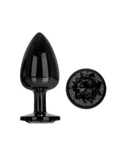 Blackgem Plug Anal Metalico con Joya Negro Talla L 2