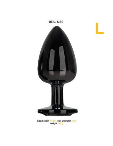 Blackgem Plug Anal Metalico con Joya Negro Talla L