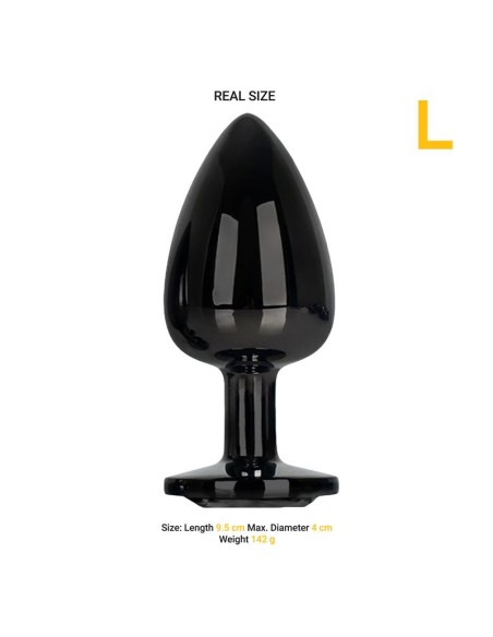Blackgem Plug Anal Metalico con Joya Negro Talla L Blackgem Plug Anal Metalico con Joya Negro Talla L