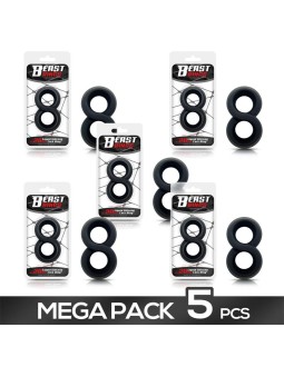 Pack 5 Anillo para el Pene 100 Silicona Liquida 2 cm Negro