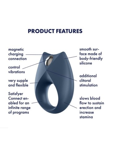 Royal One Anillo Vibrador con APP Azul