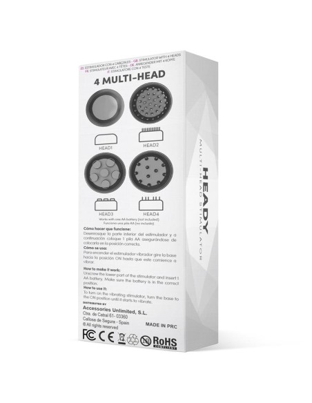 Heady Estimulador con 4 Cabezales Negro Heady Estimulador con 4 Cabezales Negro