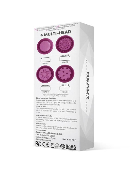Heady Estimulador con 4 Cabezales Purpura Heady Estimulador con 4 Cabezales Purpura
