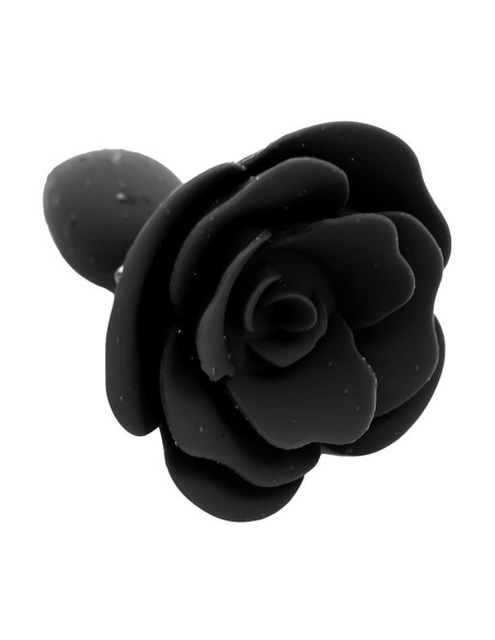 Plug Anal de Silicona con Rosa Negro Plug Anal de Silicona con Rosa Negro