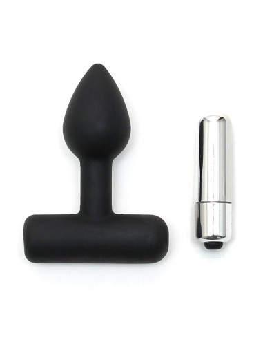 Rimba Latex Play Plug Anal con Bala Vibradora Color Negro