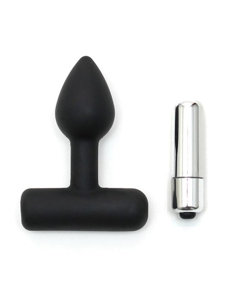 Rimba Latex Play Plug Anal con Bala Vibradora Color Negro