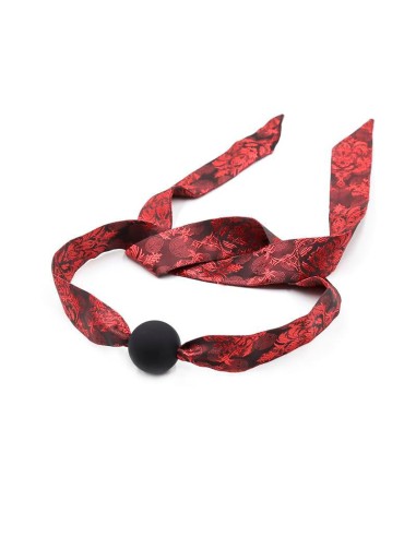 Mordaza de Bola Lisa Silicona Negro Rojo