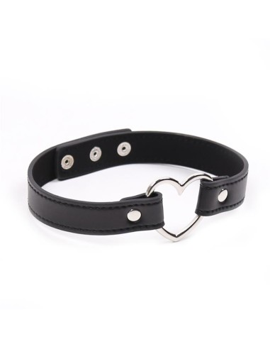 Collar con Aro en Forma de Corazon Ajustable 415 cm Negro
