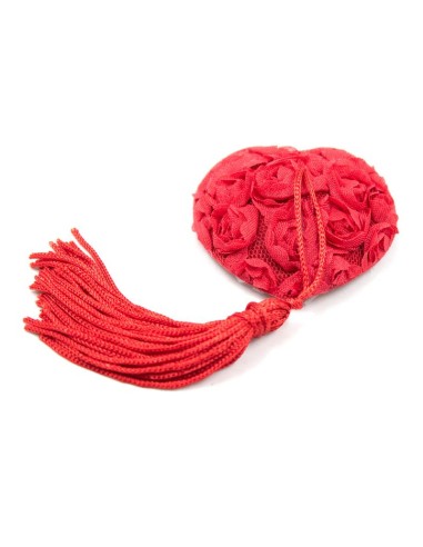 Pezoneras con Encaje y Patron Floral Rojo