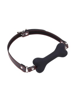Mordaza Forma de Hueso Silicona 12 cm Negro
