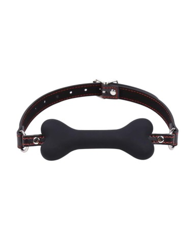 Mordaza Forma de Hueso Silicona 12 cm Negro