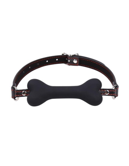 Mordaza Forma de Hueso Silicona 12 cm Negro