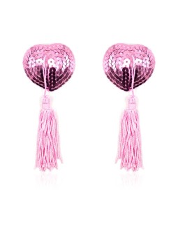 Pezoneras Autoadhesivas Forma de Corazon con Lentejuelas Rosa